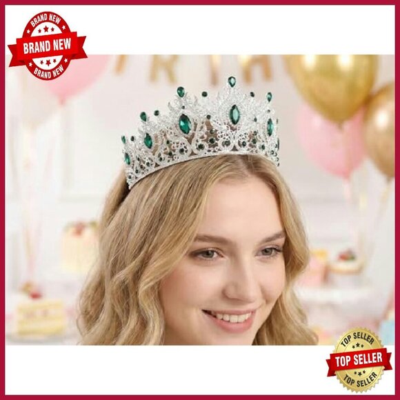 Large Baroque Rhinestone Tiara Crown for Wedding Prom Pageant Events main image 8